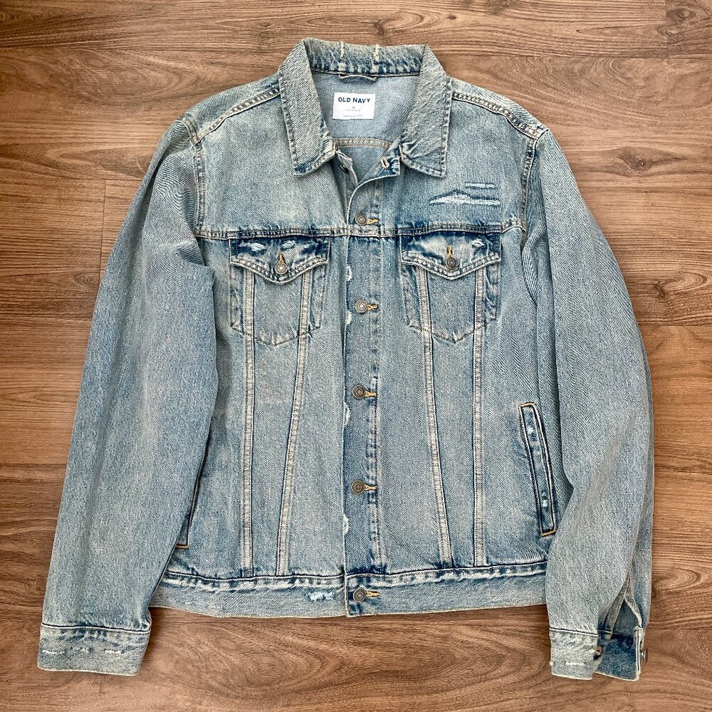 Old Navy Oversized Distressed Jean Jacket Size XL